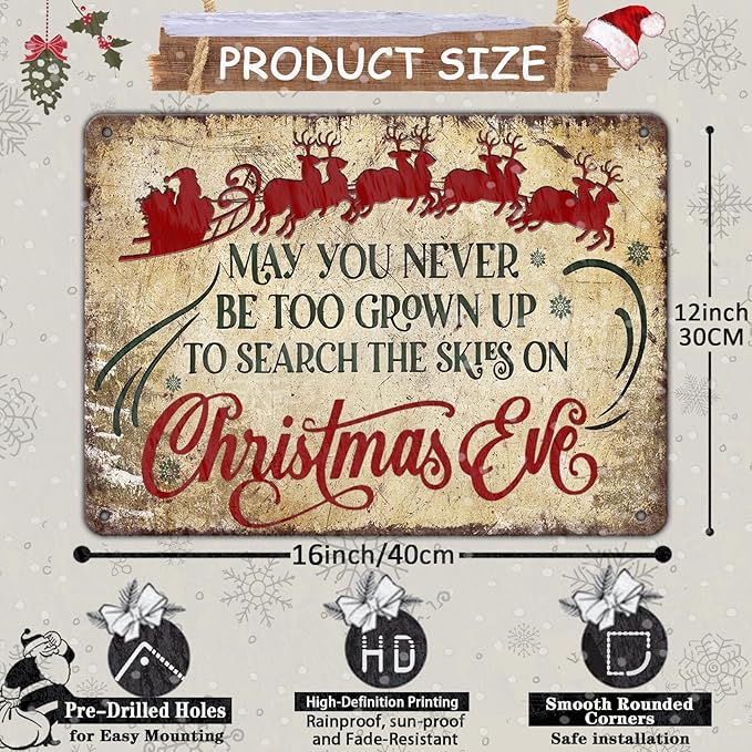Christmas Sign Wall Art Vintage May You Never to Too Grown Up to Search The - Image 2