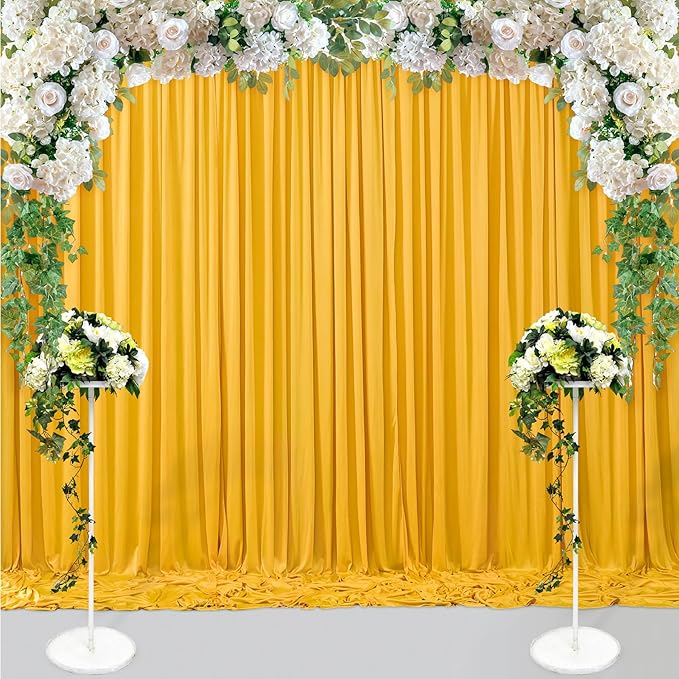 40 ft x 10 ft Wrinkle Free Yellow Backdrop Curtain - Image 2