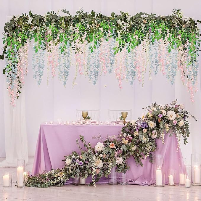 24 Pack Grey Wisteria Hanging Flowers Garland, 3.77 Feet Artificial Flower Vines - Image 6