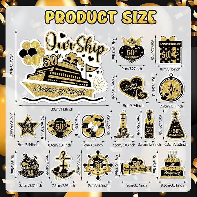 50th Anniversary Cruise Door Magnets Decorations - Image 7