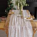 Silvery Snowflake Metallic Print Tulle Christmas Table Runner, Seasonal Winter by Gzcvba