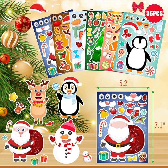 36 Sheets Christmas Stickers for Kids Make Your Own Christmas Stickers - Image 3