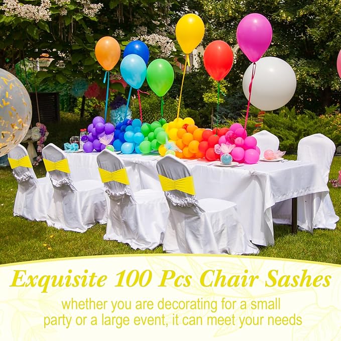 Moukeren 100 Pcs Spandex Chair Sashes Bows Bands Slider Sashes - Image 5
