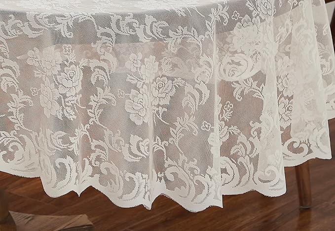 LinenZone Extra Large Ivory Round Tablecloth - Image 3