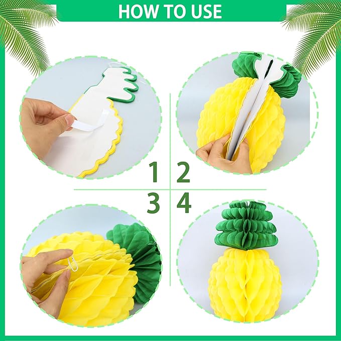 Gyufise 6Pcs Pineapple Honeycomb Centerpieces Tissue Paper Pineapple Table - Image 3
