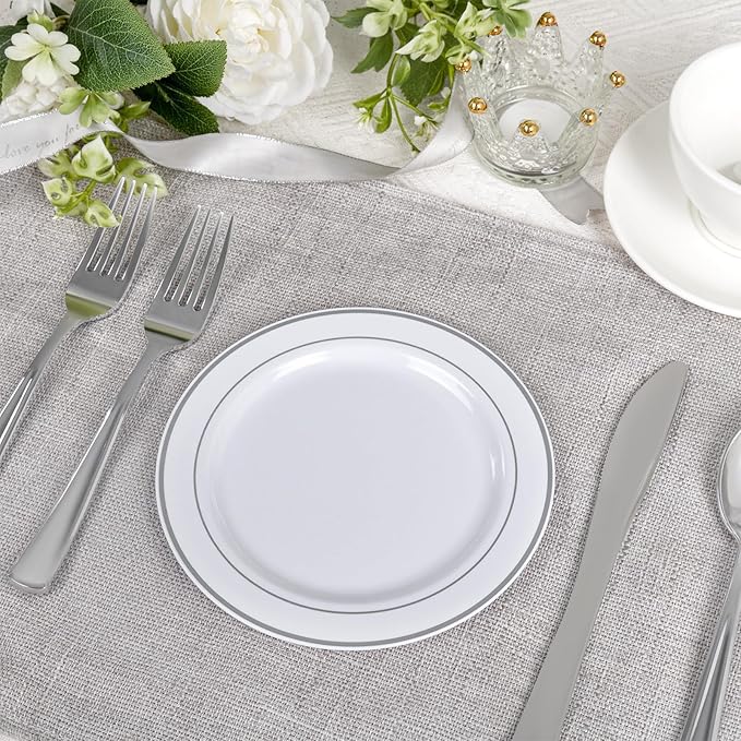 bUCLA 200PCS Silver Plastic Plates - Image 7
