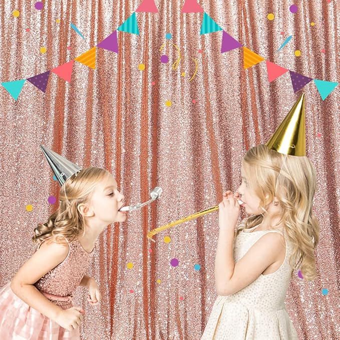 Poise3EHome Rose Gold Sequin Backdrop, 20Ft x 10Ft Glitter Photography - Image 8