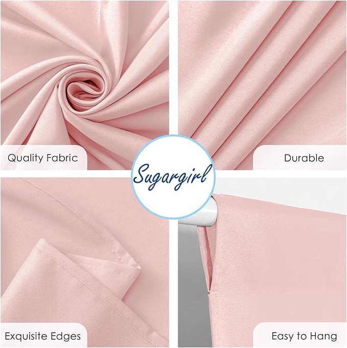 Sugargirl 10x10FT Blush Pink Backdrop Curtains Polyester Photo Backdrop Drapes - Image 7