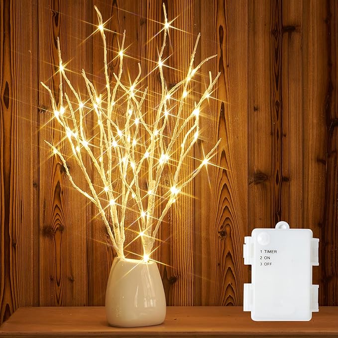 Fudios Lighted Birch Branches 18IN 70 White Willow LED by Fudios