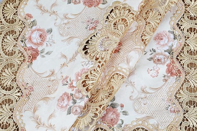 vctops Damask Lace Patchwork Tablecloth Luxury Square Small Table Cover Elegant - Image 5