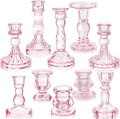 Mumufy 10 Pcs Glass Crystal Taper Candle Holders Clear Glass Candlestick Holder by Mumufy