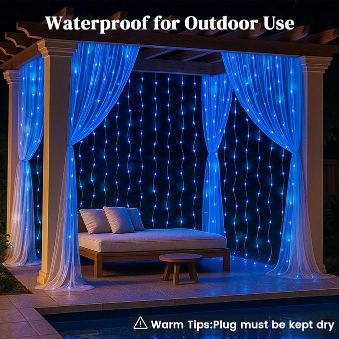 DomeStar 300 LED Fairy Curtain Lights, 9.8ft x 9.8ft Battery Operated - Image 4