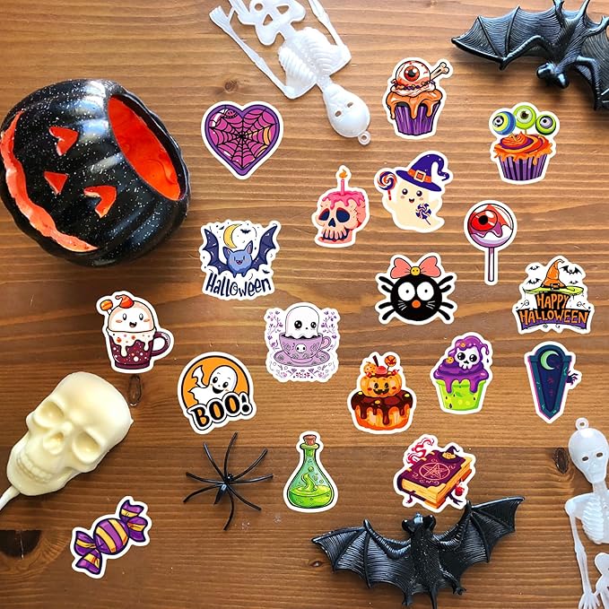 XZENTIRA, Halloween Cartoon Pumpkin Themed Stickers, Vinyl Waterproof Holiday - Image 3