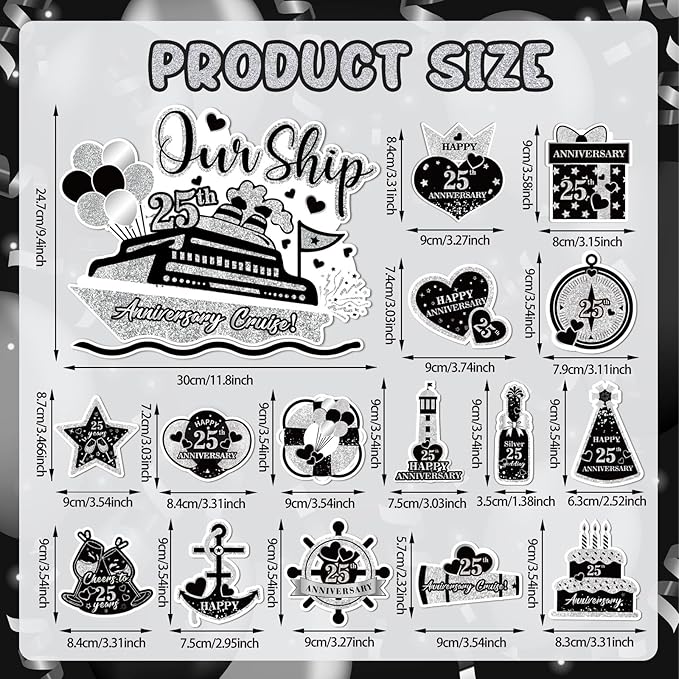 25th Anniversary Cruise Door Magnets Decorations - Image 7