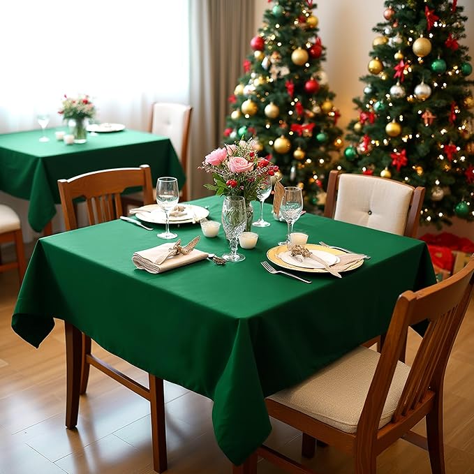 sancua Square Tablecloths 60x60 Inch Hunter Green, 2 Pack - Image 2