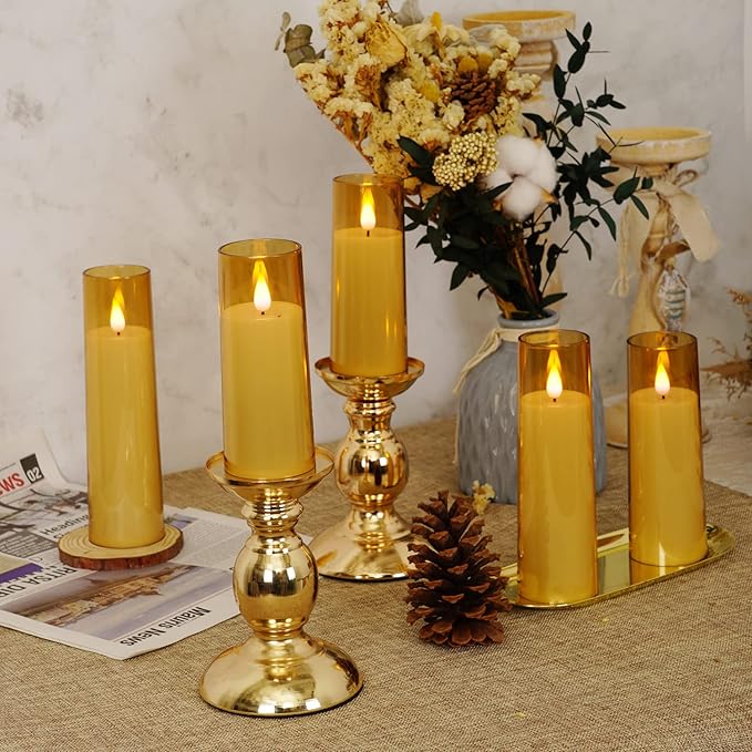 Amagic Flickering Flameless Candles, Battery Operated Candles, Amber Gold - Image 3