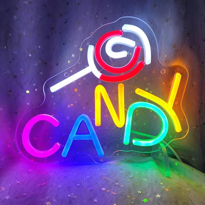 Candy Neon Sign Candy Bar Signs Candy Shop Neon Candy Sign Cherry Neon Sign by INSNEnNNeonSignsFactory1999
