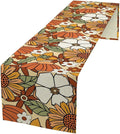 Vintage Floral Table Runner, Boho 70s Style Retro Flower Table Cloth Kitchen by Unknown