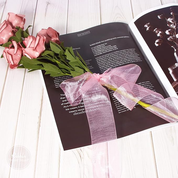 Ribbli Rose Pink Sheer Organza Ribbon, 1-1/2 Inches x Continuous 50 Yard Use - Image 3