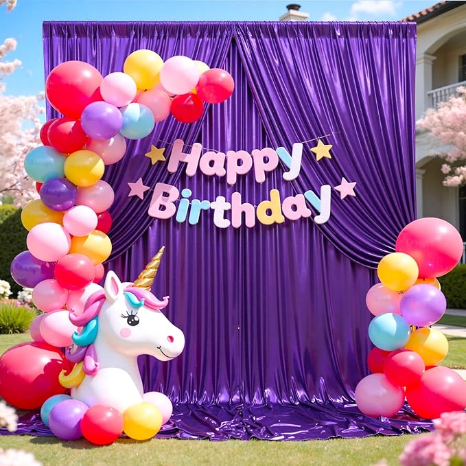 10x10 ft Glitter Purple Backdrop Curtain - Image 7