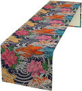Japanese Retro Flowers Table Runner Oriental Tradition Kio Fish Art Printed by YSWOW