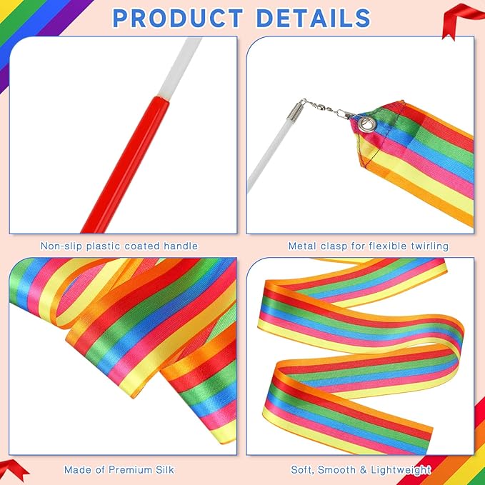Yilloog Ribbon Dancing Wands Party Favors, 78.7 Inch Gymnastics Ribbon - Image 5