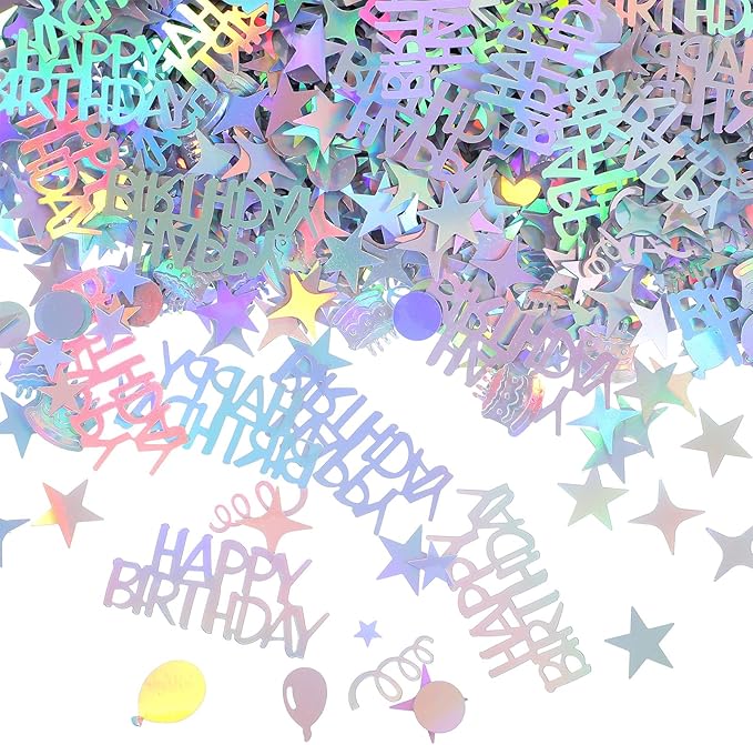 1000pcs Happy Birthday Confetti, Iridescent Party Confetti Metallic Glitter by Unknown