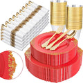 Nervure 350PCS Red Plastic Plates by Nervure