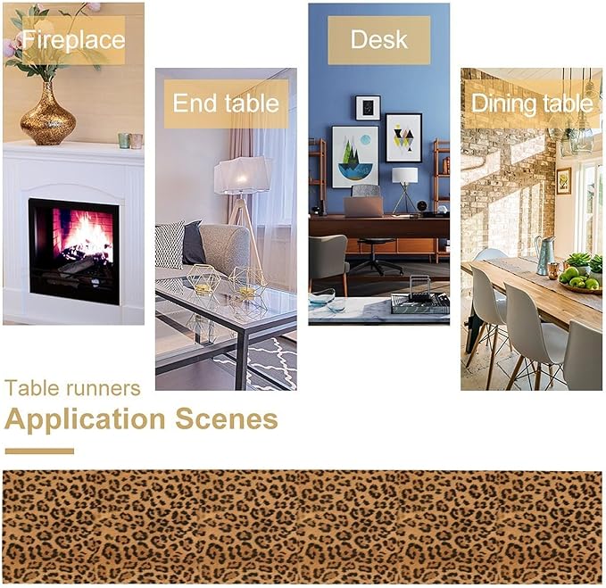 Leopard Print Table Runner Wildlife Vintage Cheetah Fur Spot Animal Skin Spots - Image 7