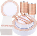 Festiva 350PCS Rose Gold Plastic Dinnerware Set by Festiva