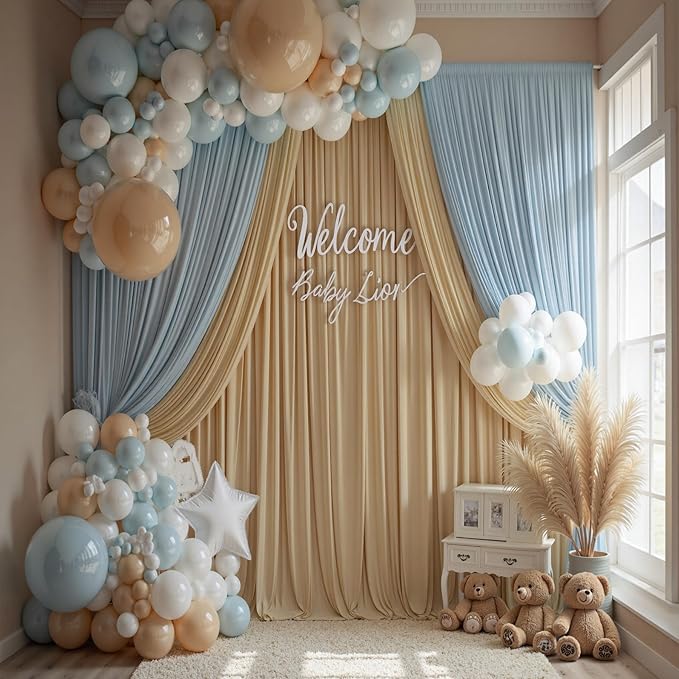 50×14 ft Wrinkle Free Beige Backdrop Curtain - Image 3
