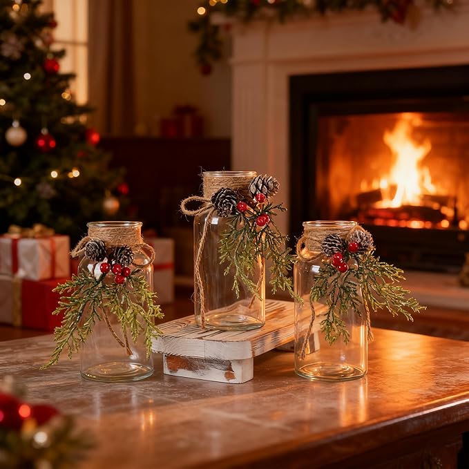 Set of 3 Xmas Decor Vases Christmas Centerpieces - Image 3