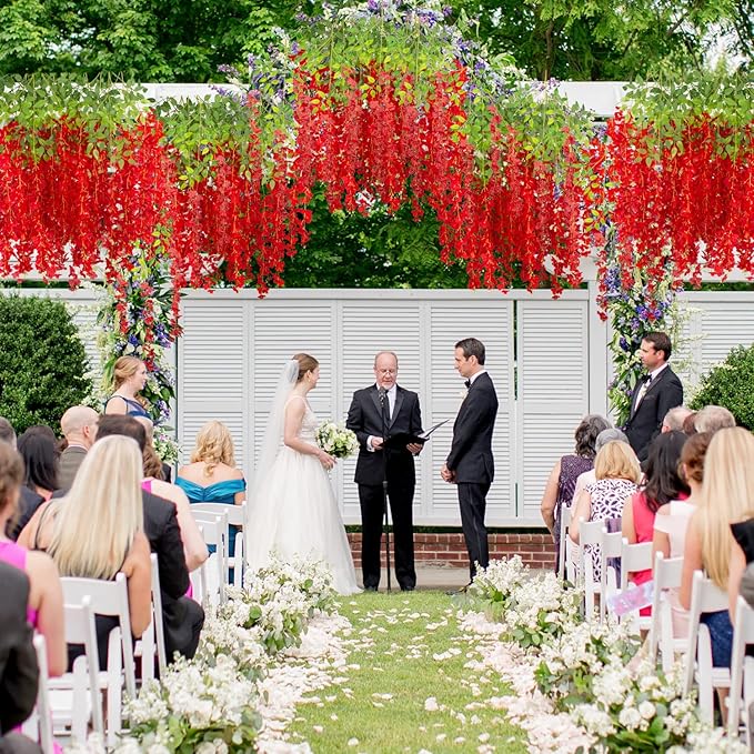 24 Pack Artificial Fake Wisteria Vine Ratta Hanging Garland Silk Flowers String - Image 7