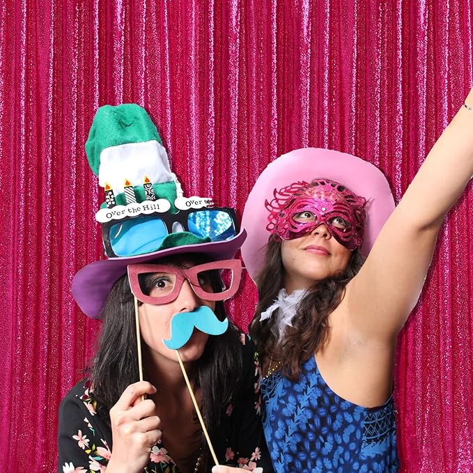 Sequin Backdrop Hot Pink 8ft x 8ft Glitter Photo Booth Backdrop - Image 3