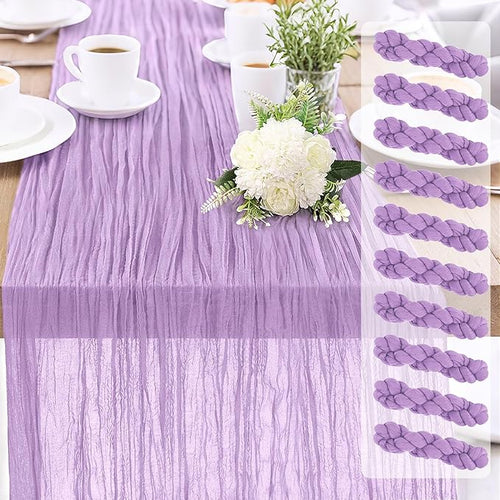 10-Pack Lilac Cheesecloth Table Runners – 10FT Boho Rustic Gauze Fabric Cheese by Unknown