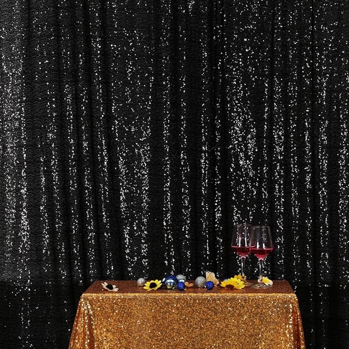 Poise3EHome 8FT x 8FT Black Sequin Backdrop Curtain Photography - Image 6