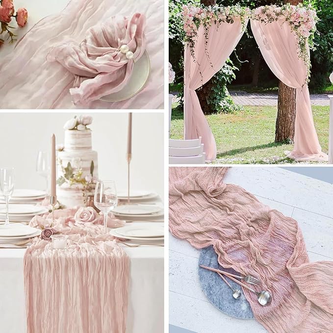 Dusty Pink Table Runner Cheese Cloth 10ft Gauze Runner Boho Cheesecloths Table - Image 8