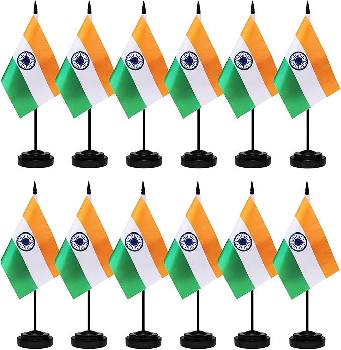 12 Pack India Desk Flags Set, Indian Small Mini Table Office Flags by BCLin