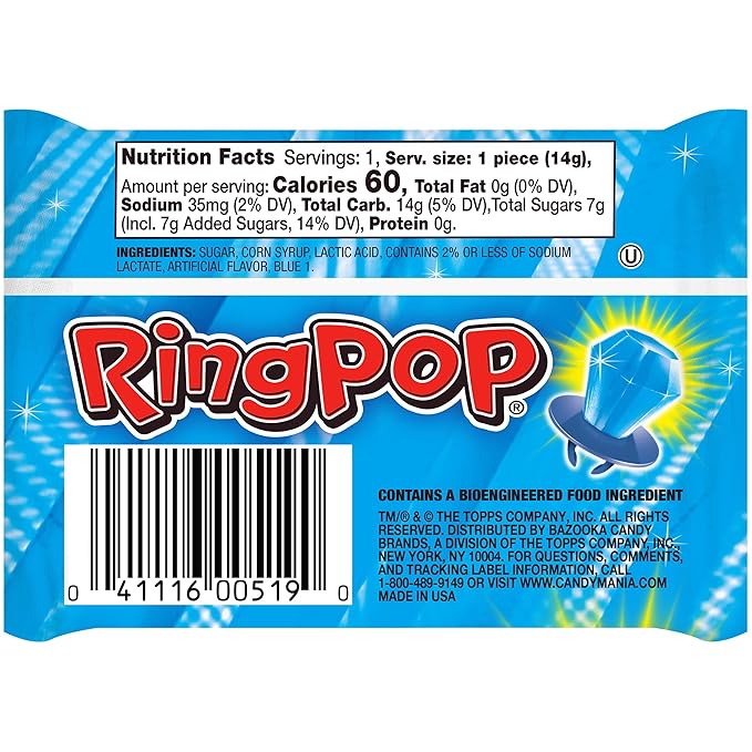 Ring Pop Individually Wrapped Blue Halloween Candy, 30 Ct Bulk Lollipop Pack - Image 6