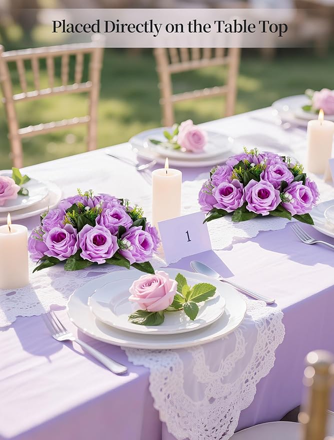BLOSMON Flower Balls Wedding Rose Centerpieces: 10 Pcs Lilac Fake Flowers Lilac - Image 3