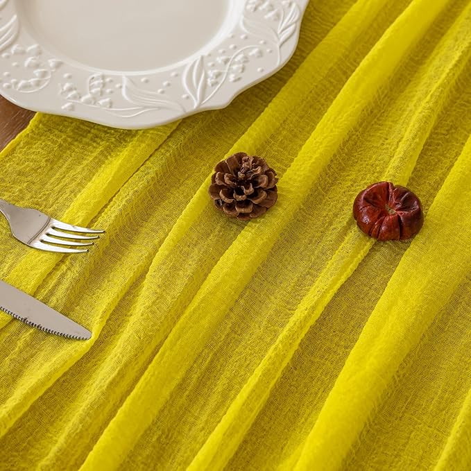 6pcs Yellow Gauze Rustic Cheesecloth Table Runner 120 Inch 10 FT - Image 3