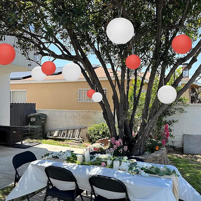 12Pcs Round Paper Lanterns Assorted Sizes - Image 8