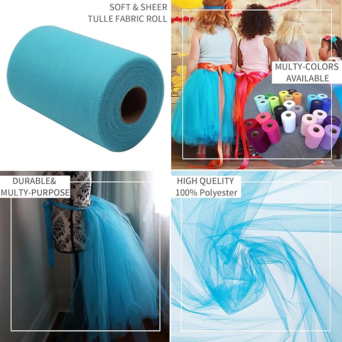 Turquoise Tulle Fabric Rolls 6 Inch by 100 Yards Fabric Spool Tulle Ribbon - Image 8