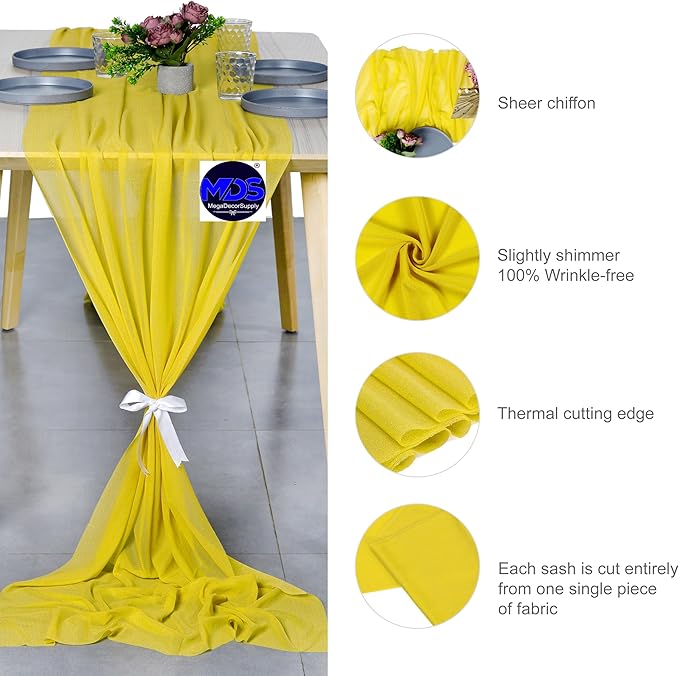 MDS 2 Pack 10ft Chiffon Table Runner 29 x 120 Inches Sheer Wedding Runner - Image 5