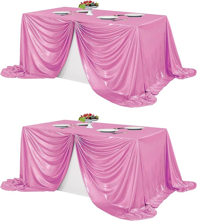 Fitable 2 Pack Pink Sequin Tablecloth by Fitable
