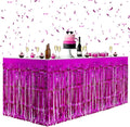 2 Pack Rose Red Table Skirts, 29x108" Metallic Foil Tinsel Fringe Table Skirts by Unknown