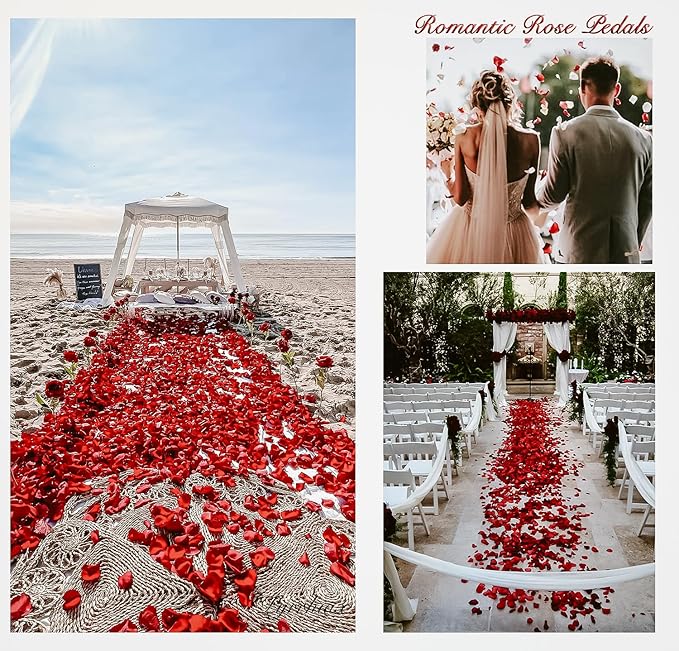 1000Pieces Rose Petals, Artificial Flower Petals Fake Rose Petals Silk Red Rose - Image 4
