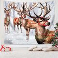 QGHOT Winter Tapestry Wall Hanging Winter Forest Backdrop Christmas Snowy Deer by QGHOT