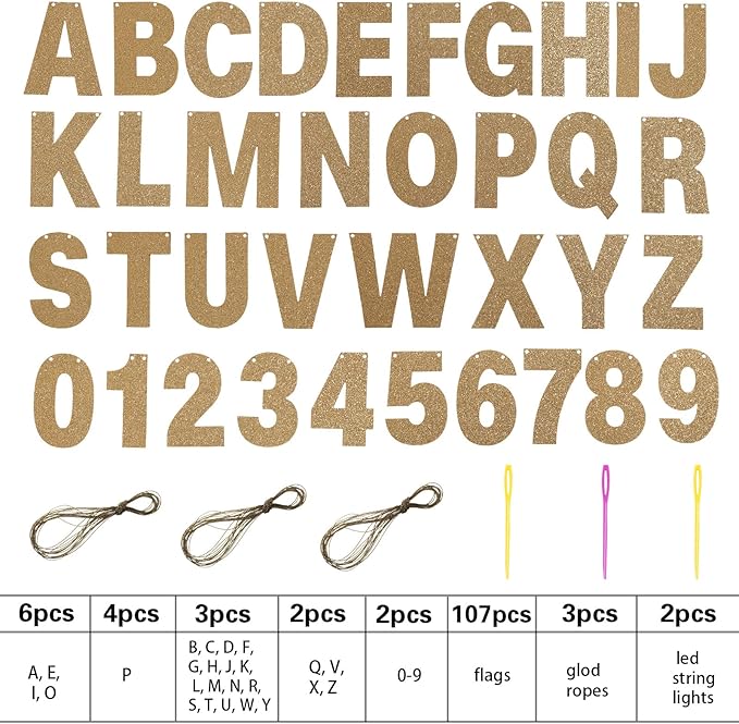 TaoBary 112 Pcs DIY Letter Kit Glitter Customizable Banner Letters Include 107 - Image 2