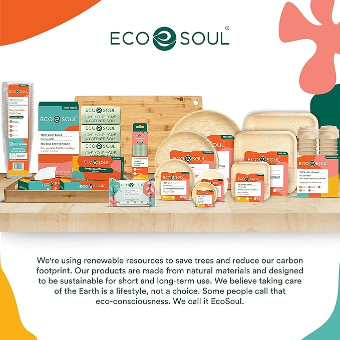 ECO SOUL Compostable 7 & 10 Inch Palm Leaf Square Plates Like Bamboo Plates | - Image 8